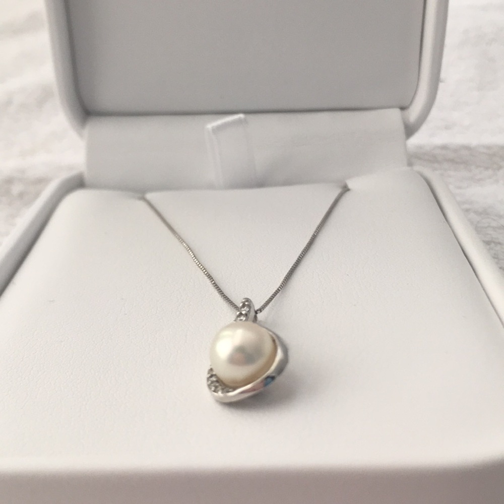 Pearl necklace 14k white gold - Picture 7 of 8